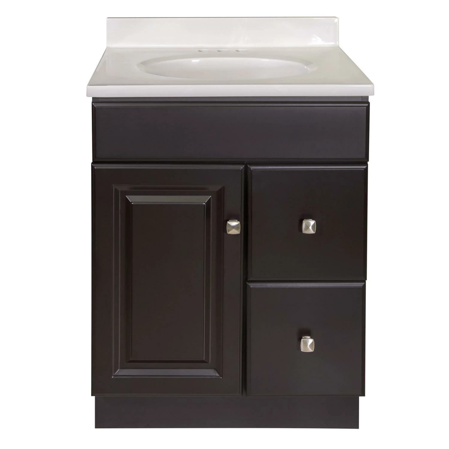 Wyndham Vanity With White Cultured Marble Top In Espresso, 25in X 19in 6 Wyndham Vanity With White Cultured Marble Top In Espresso, 25in X 19in - Image 6