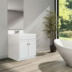 Wyndham Vanity With Cultured Marble Top In White, 31-Inch By 19-Inch -US Home Sales Store wyndham 30 inch cultured marble white vanity 3