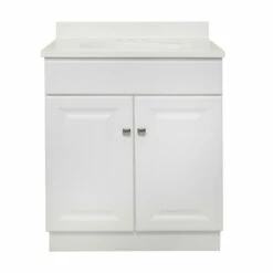 Wyndham Vanity With Cultured Marble Top In White, 31-Inch By 19-Inch -US Home Sales Store wyndham 30 inch cultured marble white vanity 5