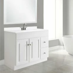 Wyndham 36-Inch 2-Drawer Vanity Without Top In White -US Home Sales Store wyndham 36 inch 2 drawer vanity without top white 4
