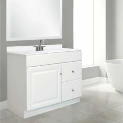 Wyndham 36-Inch Bathroom Vanity Without Top In White -US Home Sales Store wyndham 36 inch vanity white without top 4