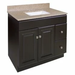 Wyndham Ready To Assemble Vanity With Golden Sand Granite Top In Espresso, 37-Inch