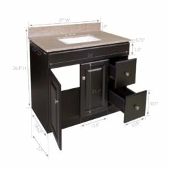 Wyndham Ready To Assemble Vanity With Golden Sand Granite Top In Espresso, 37-Inch -US Home Sales Store wyndham 37 inch golden sand espresso vanity 3
