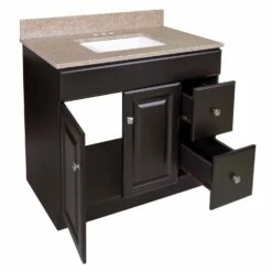 Wyndham Ready To Assemble Vanity With Golden Sand Granite Top In Espresso, 37-Inch -US Home Sales Store wyndham 37 inch golden sand espresso vanity 4