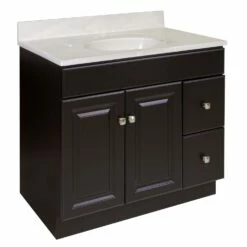 Wyndham Vanity With White Cultured Marble Top In Espresso, 37-Inch