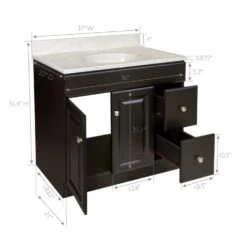 Wyndham Vanity With White Cultured Marble Top In Espresso, 37-Inch -US Home Sales Store wyndham 37 inch marble white espresso vanity 3