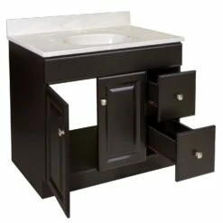 Wyndham Vanity With White Cultured Marble Top In Espresso, 37-Inch -US Home Sales Store wyndham 37 inch marble white espresso vanity 5