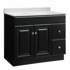 Wyndham Vanity With Solid White Marble And Top In Espresso 37-in