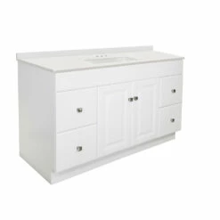 Wyndham Vanity With Camilla Cultured Marble Top In White, 49-Inch