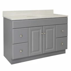 Wyndham Vanity With White Cultured Marble Top In Gray, 49-Inch