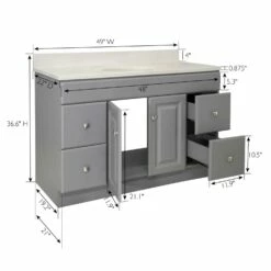 Wyndham Vanity With White Cultured Marble Top In Gray, 49-Inch -US Home Sales Store wyndham 49 inch white marble gray vanity 3