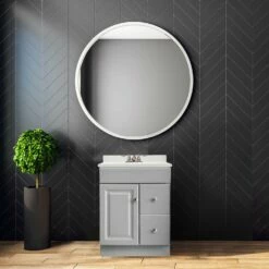 Wyndham Ready To Assemble Vanity Cabinet In Gray, 24-Inch By 18-Inch -US Home Sales Store wyndham gray bath vanity cabinet 22 18 inch 4