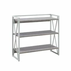 X Bookshelf In Weathered Wood And Satin Nickel