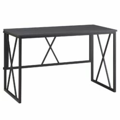 X Design Computer Desk In Gray Herringbone And Matte Black