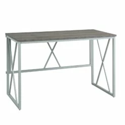 X Design Computer Desk In Weathered Wood And Satin Nickel
