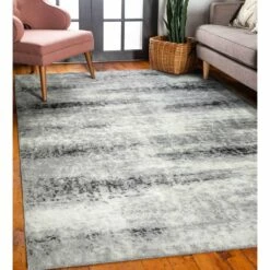 Zielle Area Rug In Watercolor Gray, 3-Foot-9-Inch By 5-Foot-9-Inch